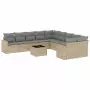 Set Divani da Giardino 11 pz con Cuscini Beige in Polyrattan