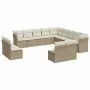 Set Divano da Giardino 13 pz con Cuscini Beige in Polyrattan