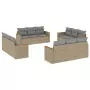 Set Divani da Giardino 12 pz con Cuscini Beige in Polyrattan