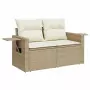 Set Divani da Giardino 7 pz con Cuscini Beige in Polyrattan