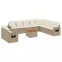 Set Divani da Giardino 11 pz con Cuscini Beige in Polyrattan