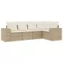 Set Divano da Giardino 5 pz con Cuscini Beige in Polyrattan