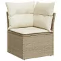 Set Divano da Giardino 5 pz con Cuscini Beige in Polyrattan