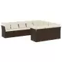 Set Divani da Giardino 10pz con Cuscini in Polyrattan Marrone