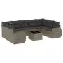 Set Divano da Giardino 10 pz con Cuscini Grigio in Polyrattan