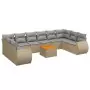 Set Divani da Giardino 11 pz con Cuscini Beige in Polyrattan