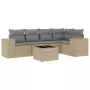 Set Divano da Giardino 6 pz con Cuscini Beige in Polyrattan