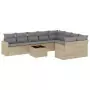 Set Divano da Giardino 10 pz con Cuscini Beige in Polyrattan