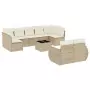 Set Divano da Giardino 10 pz con Cuscini Beige in Polyrattan