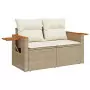 Set Divani da Giardino 7 pz con Cuscini Beige in Polyrattan