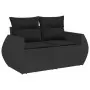 Set Divani da Giardino 9 pz con Cuscini Nero in Polyrattan