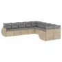 Set Divano da Giardino 10 pz con Cuscini Beige in Polyrattan