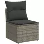 Set Divani da Giardino 4 pz con Cuscini in Polyrattan Grigio