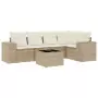 Set Divano da Giardino 6 pz con Cuscini Beige in Polyrattan