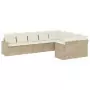 Set Divano da Giardino 9 pz con Cuscini Beige in Polyrattan