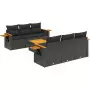 Set Divani da Giardino con Cuscini 7pz Nero Polyrattan