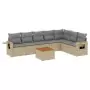 Set Divano da Giardino 8 pz con Cuscini Beige in Polyrattan