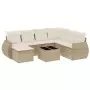 Set Divano da Giardino 8 pz con Cuscini Beige in Polyrattan