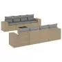 Set Divano da Giardino 9 pz con Cuscini Beige in Polyrattan