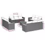 Set Divani da Giardino 13 pz con Cuscini Grigio in Polyrattan