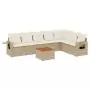 Set Divano da Giardino 8 pz con Cuscini Beige in Polyrattan