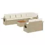 Set Divano da Giardino 9 pz con Cuscini Beige in Polyrattan