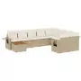 Set Divano da Giardino 10 pz con Cuscini Beige in Polyrattan