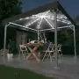 Gazebo con Stringa di Luci LED 300x300 cm Antracite Alluminio