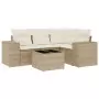 Set Divano da Giardino 5 pz con Cuscini Beige in Polyrattan