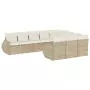 Set Divano da Giardino 10 pz con Cuscini Beige in Polyrattan