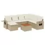 Set Divano da Giardino 8 pz con Cuscini Beige in Polyrattan