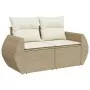 Set Divano da Giardino 10 pz con Cuscini Beige in Polyrattan