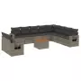 Set Divani da Giardino 11 pz con Cuscini in Polyrattan Grigio