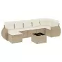 Set Divano da Giardino 8 pz con Cuscini Beige in Polyrattan