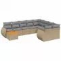 Set Divano da Giardino 10 pz con Cuscini Beige in Polyrattan