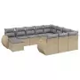 Set Divani da Giardino 11 pz con Cuscini Beige in Polyrattan