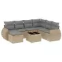 Set Divano da Giardino 8 pz con Cuscini Beige in Polyrattan