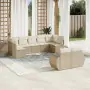 Set Divano da Giardino 9 pz con Cuscini Beige in Polyrattan