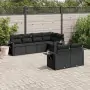 Set Divani da Giardino con Cuscini 7pz Nero Polyrattan