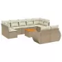 Set Divano da Giardino 10 pz con Cuscini Beige in Polyrattan