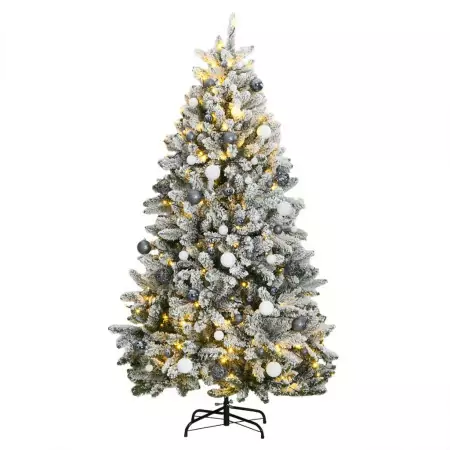 Albero Natale Incernierato con 300 LED e Palline 180 cm
