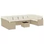 Set Divani da Giardino 11 pz con Cuscini Beige in Polyrattan