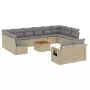 Set Divano da Giardino 13 pz con Cuscini Beige in Polyrattan