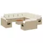 Set Divani da Giardino 14pz con Cuscini in Polyrattan Beige