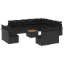 Set Divani da Giardino 13pz con Cuscini Nero in Polyrattan