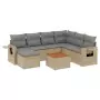 Set Divano da Giardino 8 pz con Cuscini Beige in Polyrattan