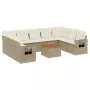 Set Divano da Giardino 10 pz con Cuscini Beige in Polyrattan