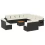 Set Divani da Giardino 14pz con Cuscini in Polyrattan Nero