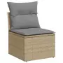 Set Divani da Giardino 14pz con Cuscini in Polyrattan Beige