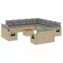 Set Divani da Giardino 14pz con Cuscini in Polyrattan Beige